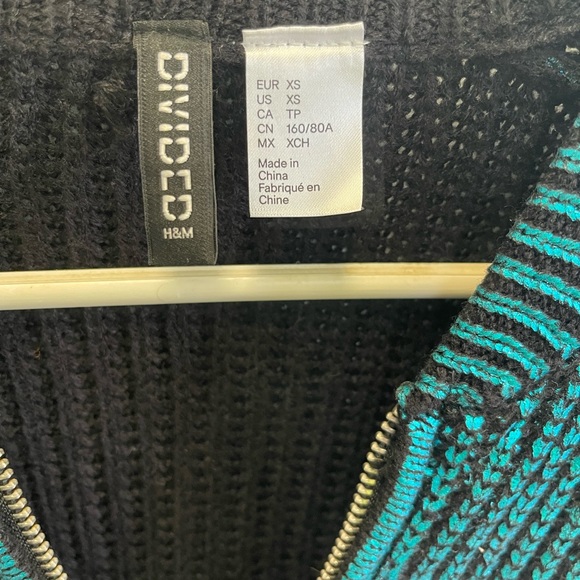 Women's H&M Divided Shiny/Metallic Blue-Green Sweater with Zipper | XS - Picture 4 of 8